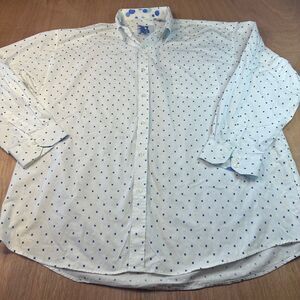 Brooklyn Xpress Mens XXXL Button Down Shirt Blue White Geometric Print LS